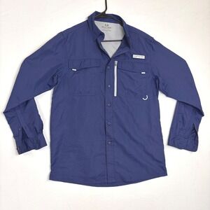 Realtree Fishing Mens Small Long Sleeve Button Up Shirt Patriot Dark Blue Vented